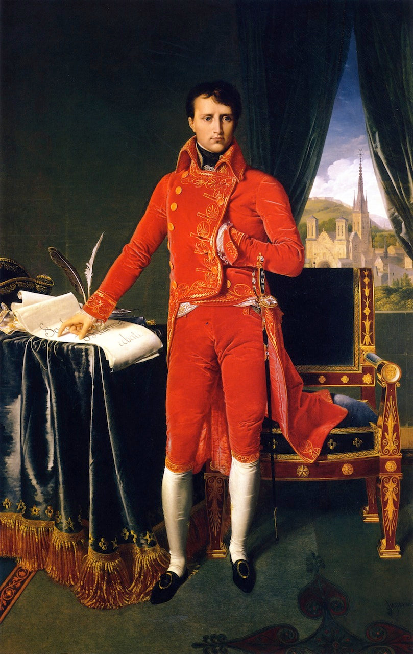 Napoleon Bonaparte in the Uniform of the First Consul, vintage artwork by Jean-Auguste-Dominique Ingres, 12x8" (A4) Poster