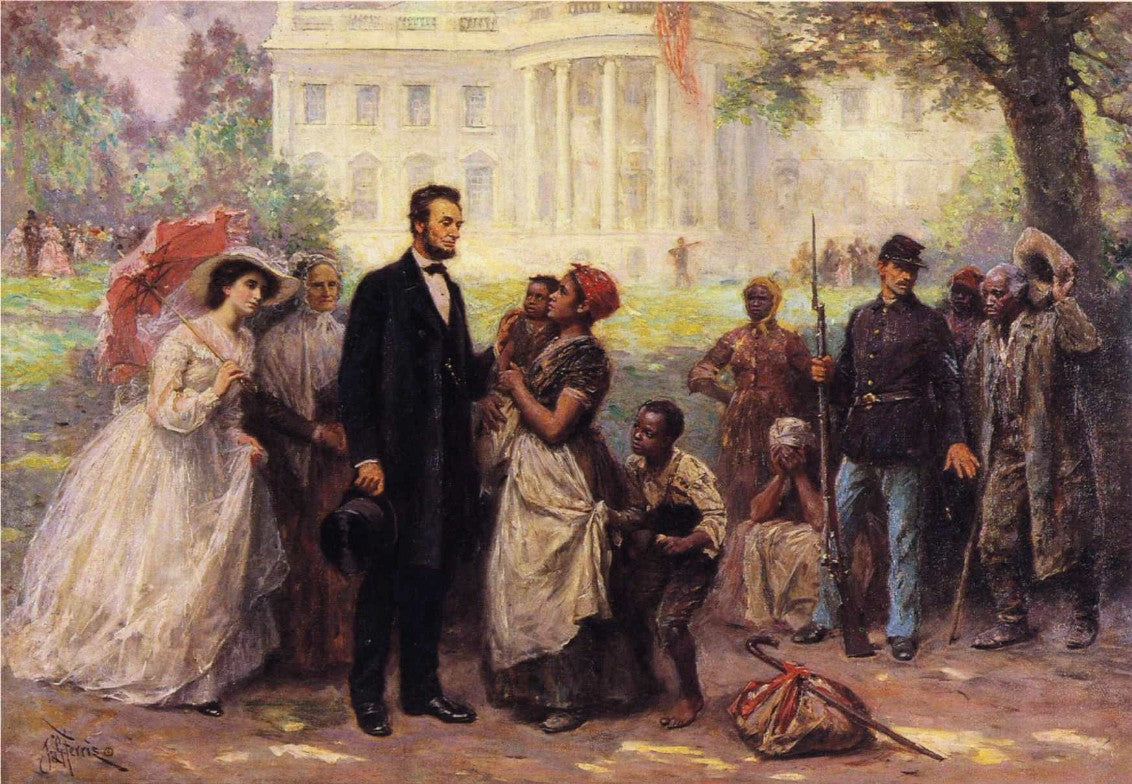 Lincoln and the Contrabands, 1863 by Jean-Leon Gerome Ferris,A3(16x12")Poster