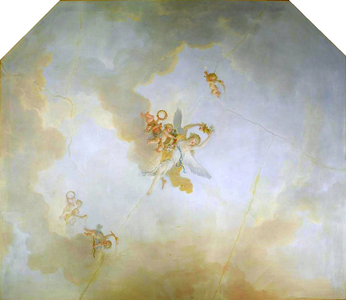 Aurora (ceiling), vintage artwork by Jean-Simon Berthelemy, 12x8" (A4) Poster