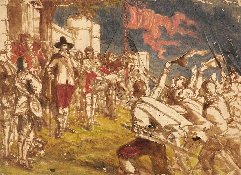 Charles I Raising His Standard at Nottingham (compositional sketch), vintage artwork by Charles West Cope, A3 (16x12") Poster Print