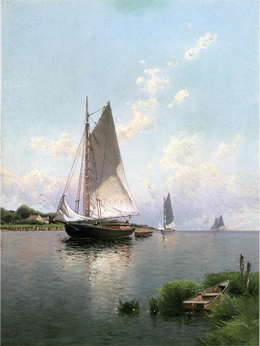 Blue Point, Long Island, vintage artwork by Alfred Thompson Bricher, 12x8" (A4) Poster