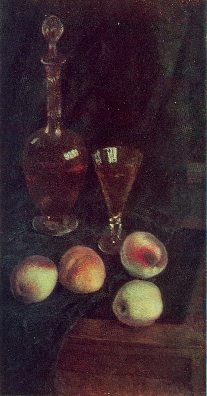 Decanter and peaches, vintage artwork by Ilya Mashkov, 12x8" (A4) Poster