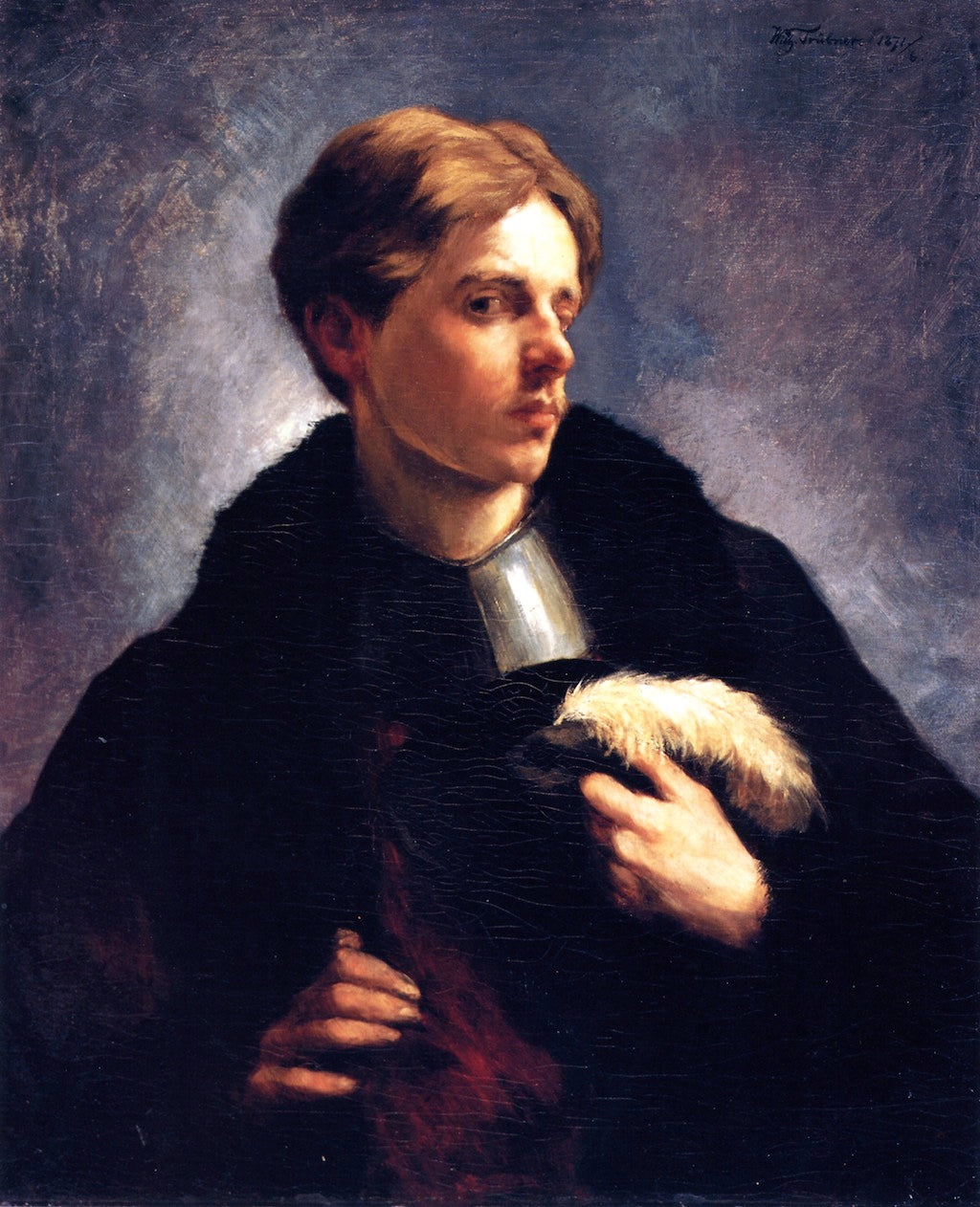 Self-Portrait with Breast Armor and Beret by Wilhelm Trubner,A3(16x12")Poster