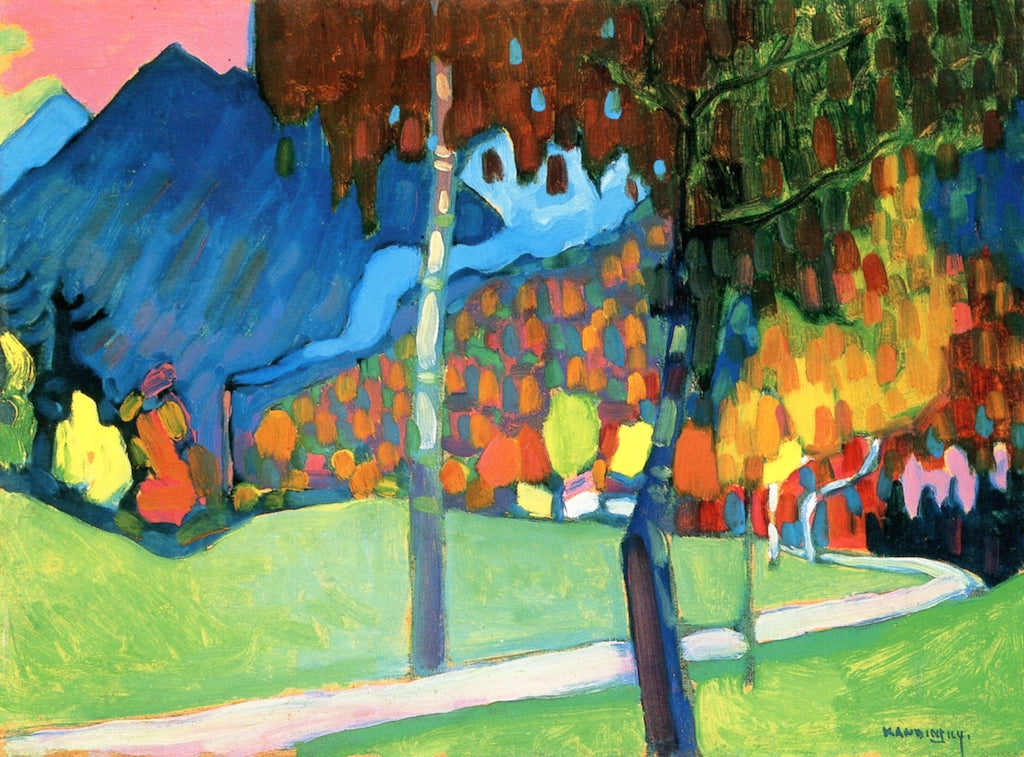 Autumn Study in Oberau, vintage artwork by Wassily Kandinsky, 12x8" (A4) Poster