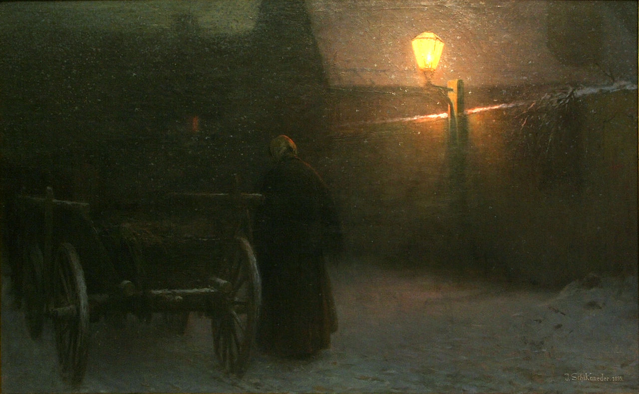 Twilight in Winter, vintage artwork by Jakub Schikaneder, 12x8" (A4) Poster