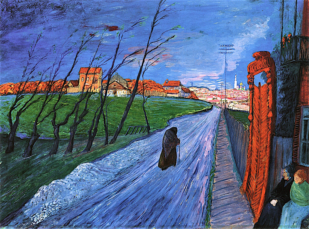 City in Lithuania, vintage artwork by Marianne von Werefkin, 12x8" (A4) Poster