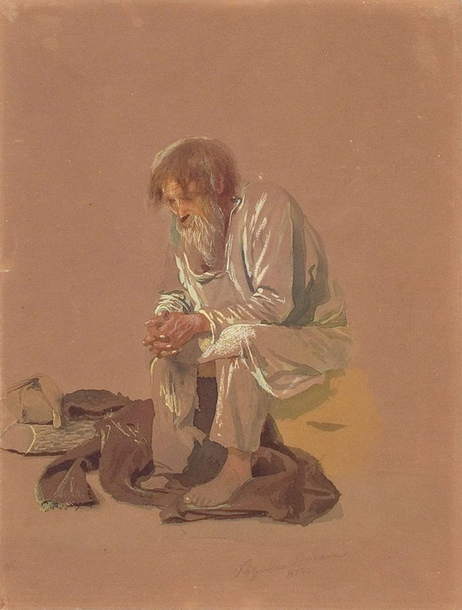 Old Peasant, vintage artwork by Ivan Kramskoi, 12x8" (A4) Poster