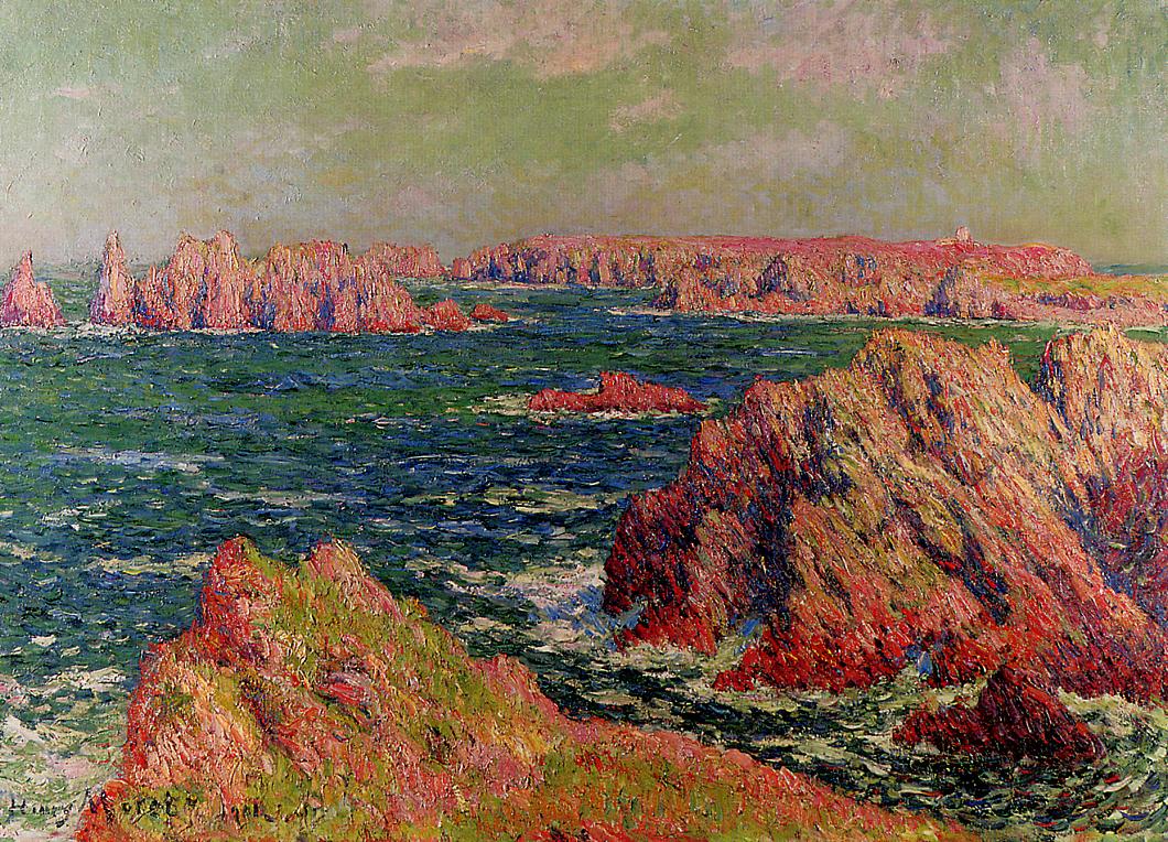 The Cliffs at Belle Ile, vintage artwork by Henry Moret, 12x8" (A4) Poster