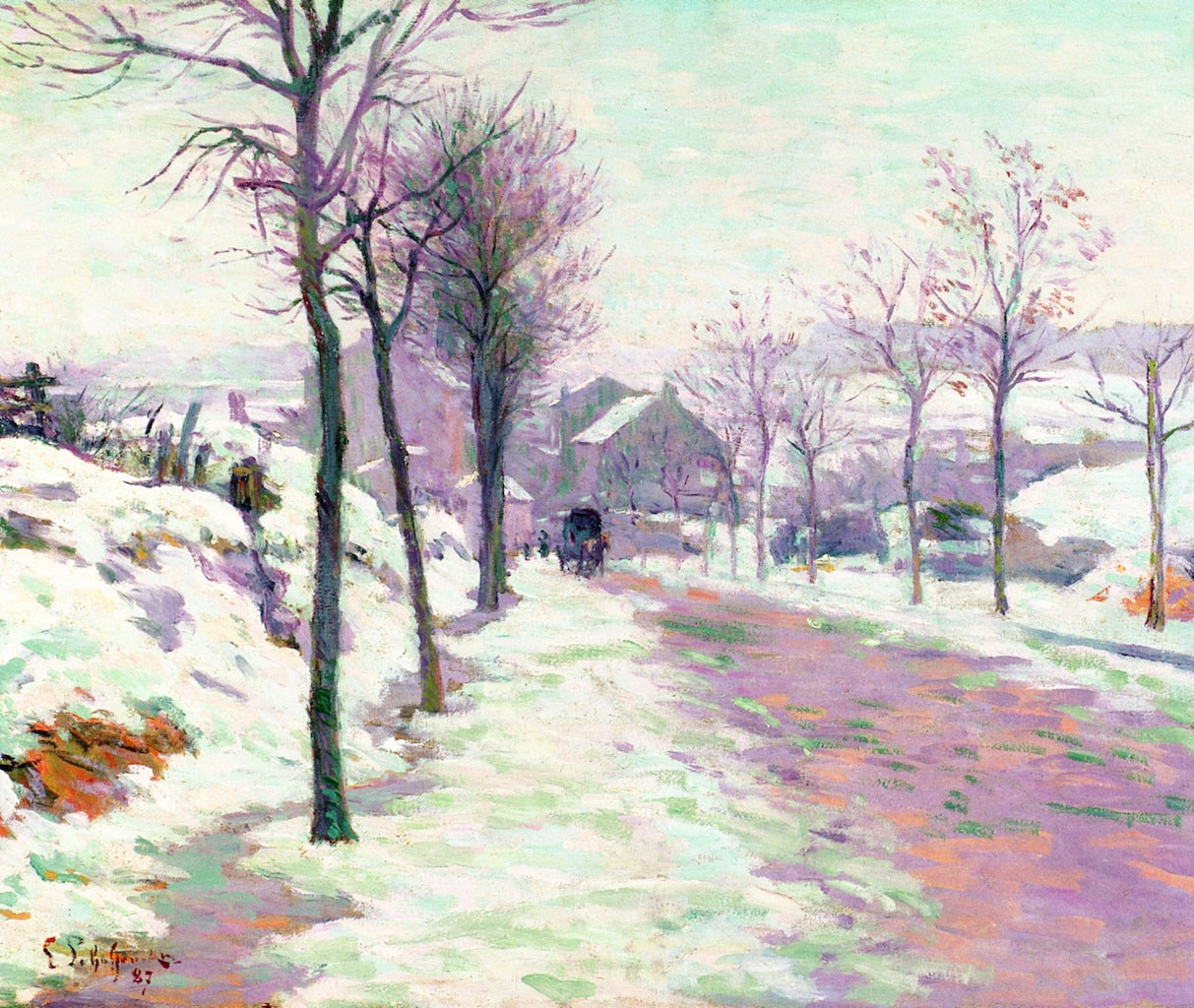 A Road in the Snow, vintage artwork by Claude-Emil Schuffenecker, 12x8" (A4) Poster
