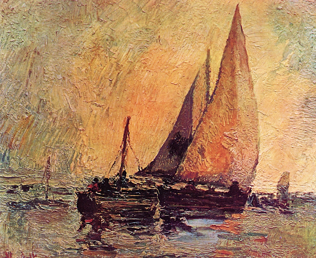 Boats at Cassis, vintage artwork by Adolphe-Joseph-Thomas Monticelli, 12x8" (A4) Poster