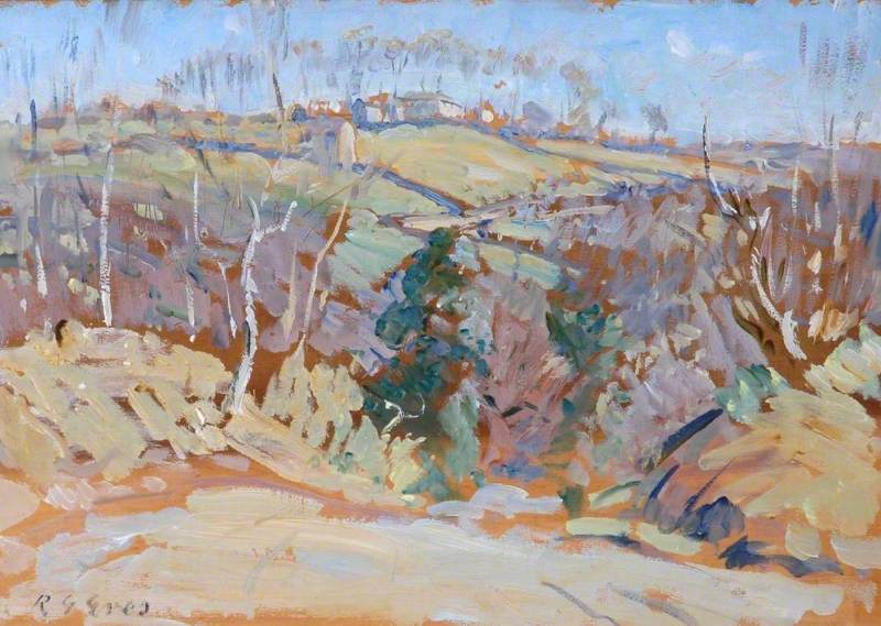 Birch Trees with Houses by Reginald Grenville Eves,16x12(A3) Poster