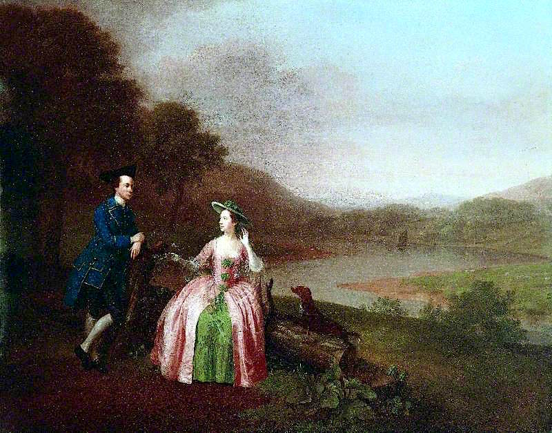 Sir George Strickland, and Lady Strickland of Boynton Hall, Bridlington, vintage artwork by Arthur Devis, 12x8" (A4) Poster