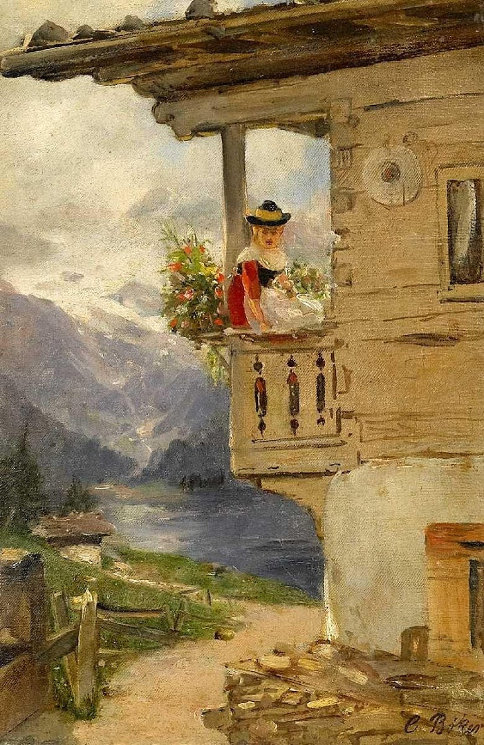 Schützenliesl, vintage artwork by Carl Böker, 12x8" (A4) Poster