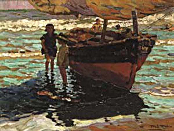 Niños en la Barca by Alberto Pla y Rubio,A3(16x12")Poster