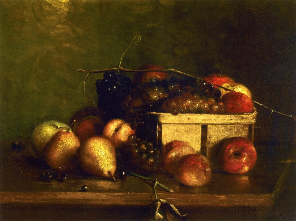 Still LIfe with Fruit and Basket, vintage artwork by Charles Ethan Porter, 12x8" (A4) Poster