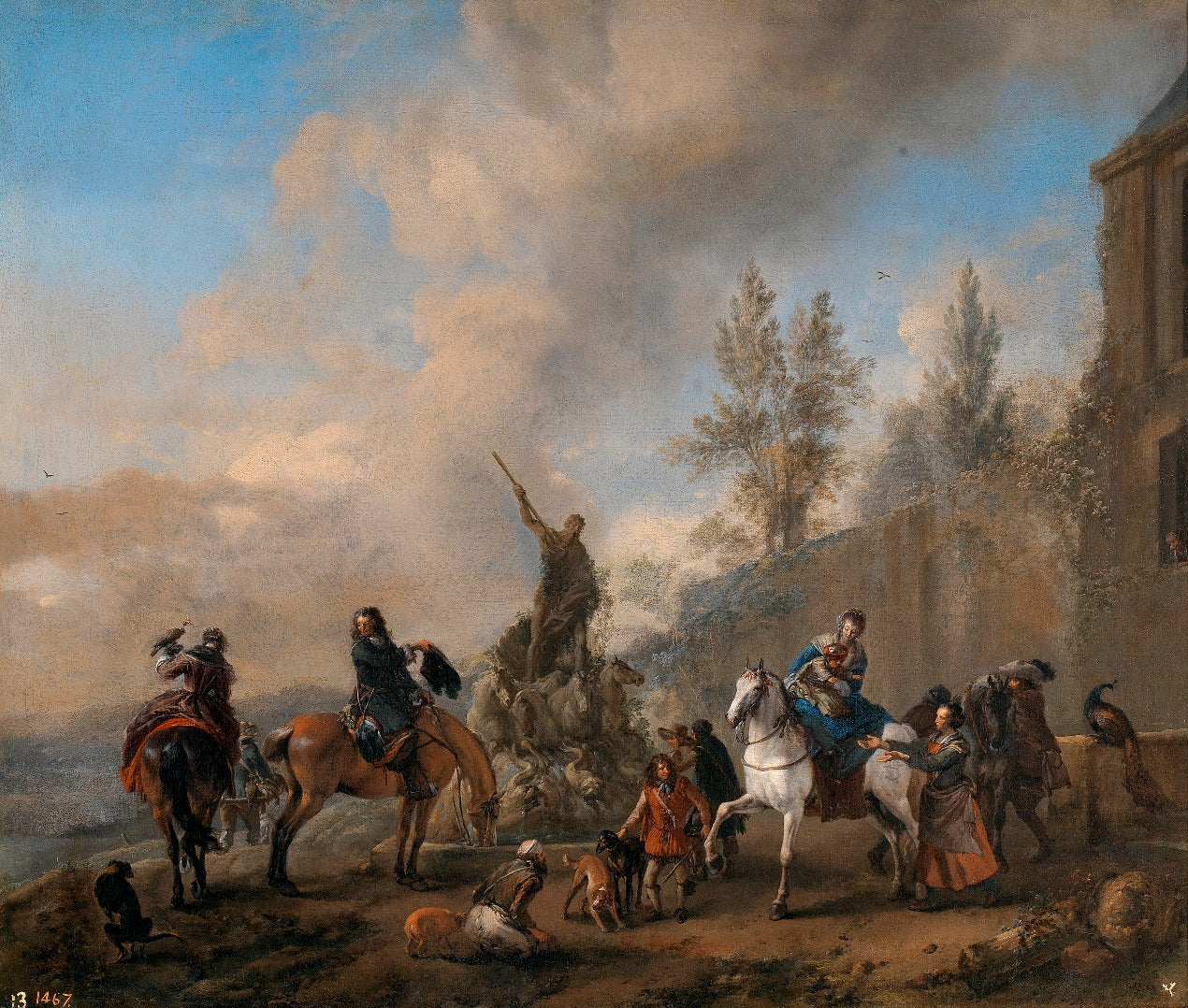 Falconry Party, vintage artwork by Philips Wouwerman, 12x8" (A4) Poster