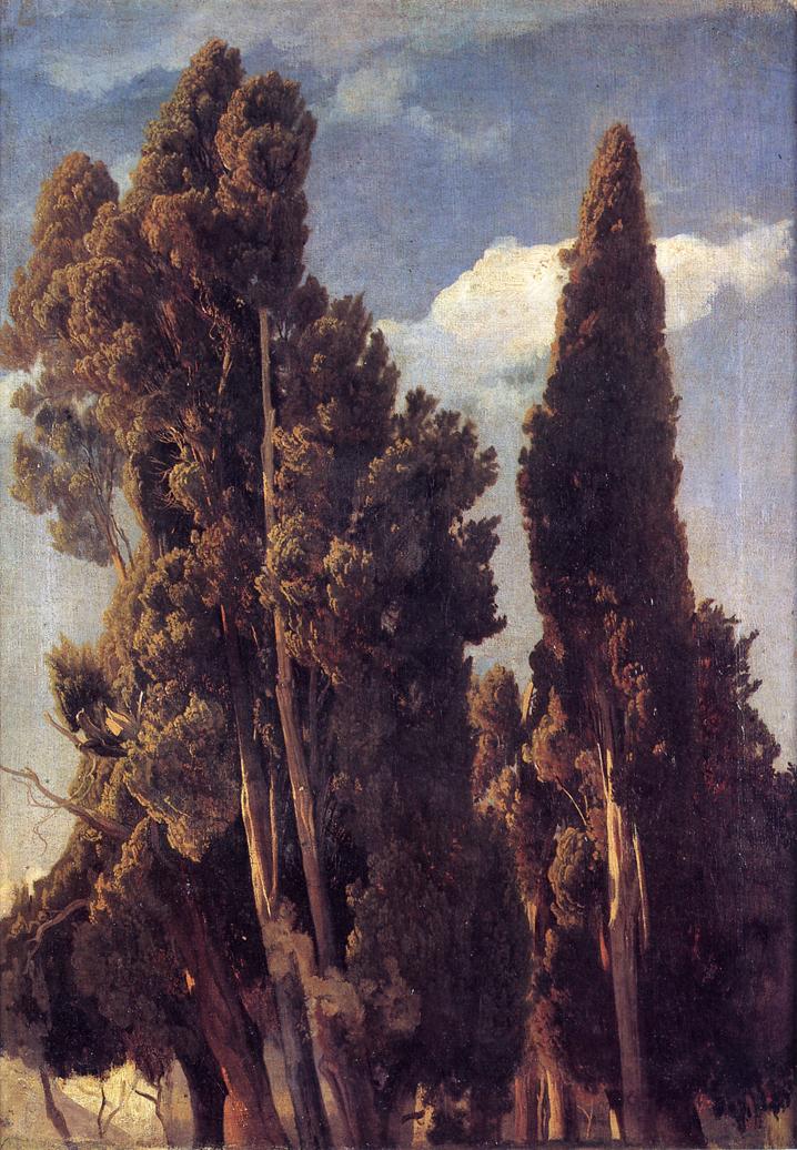Cypresses, vintage artwork by Johann Wilhelm Schirmer, A3 (16x12") Poster Print
