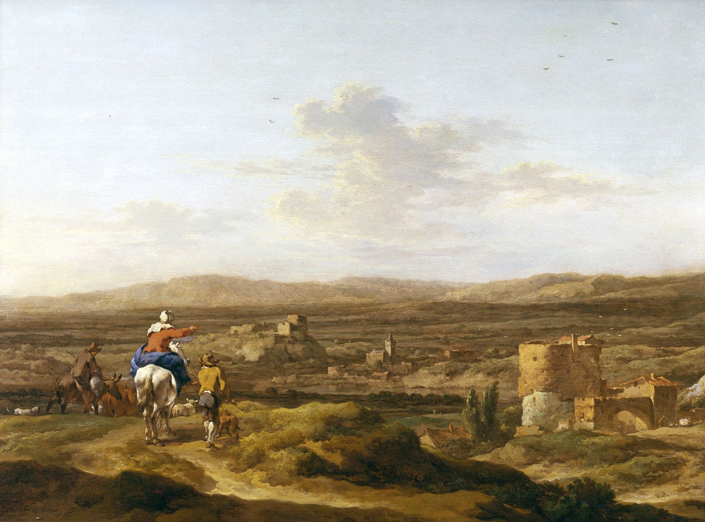 Italian Landscape with Mountain Plateau, vintage artwork by Nicolaes Berchem, 12x8" (A4) Poster