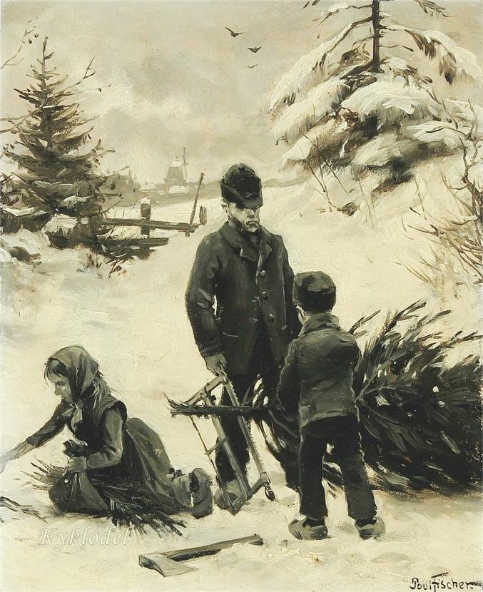 Chopping down the Christmas tree by Paul-Gustave Fischer,A3(16x12")Poster