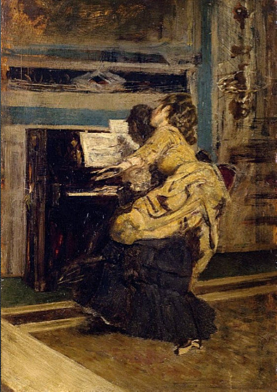 Gentleman at the piano, vintage artwork by Giovanni Boldini, 12x8" (A4) Poster