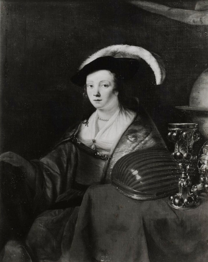 Portrait de femme, vintage artwork by Ferdinand Bol, 12x8" (A4) Poster