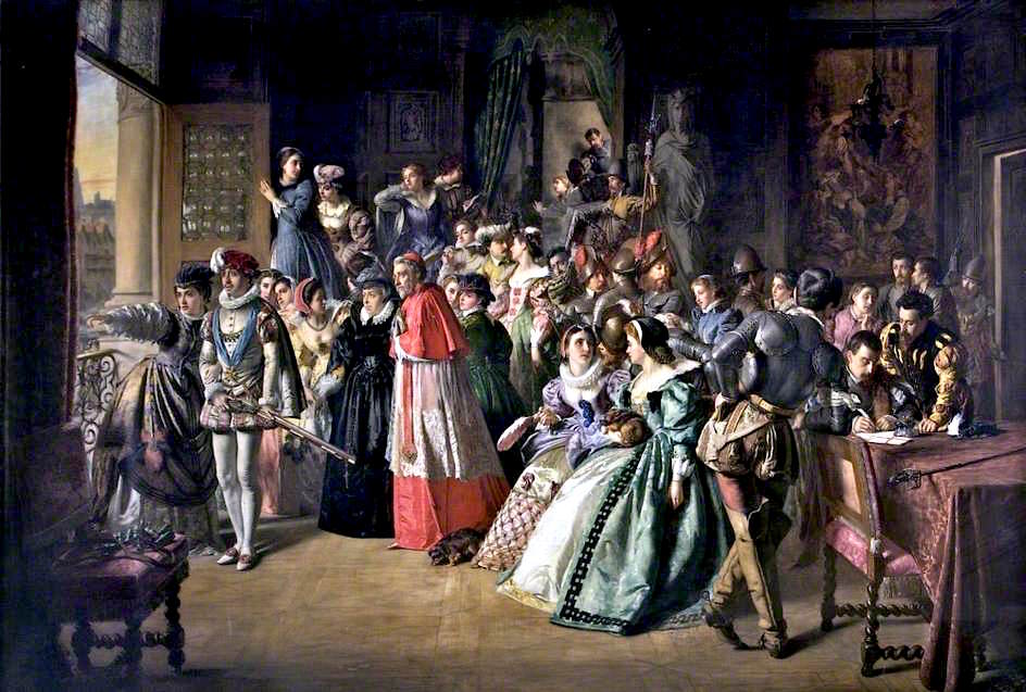 Charles IX and the French Court on the Morning of Saint Bartholomew's Massacre, vintage artwork by Alfred Barron Clay, 12x8" (A4) Poster