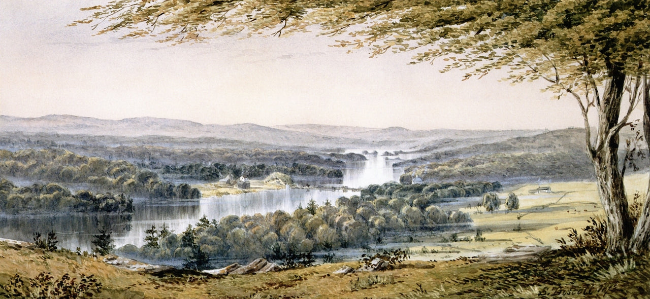 Lake Quinsigamond, Massachusetts, vintage artwork by Samuel P. R. Triscott, 12x8" (A4) Poster