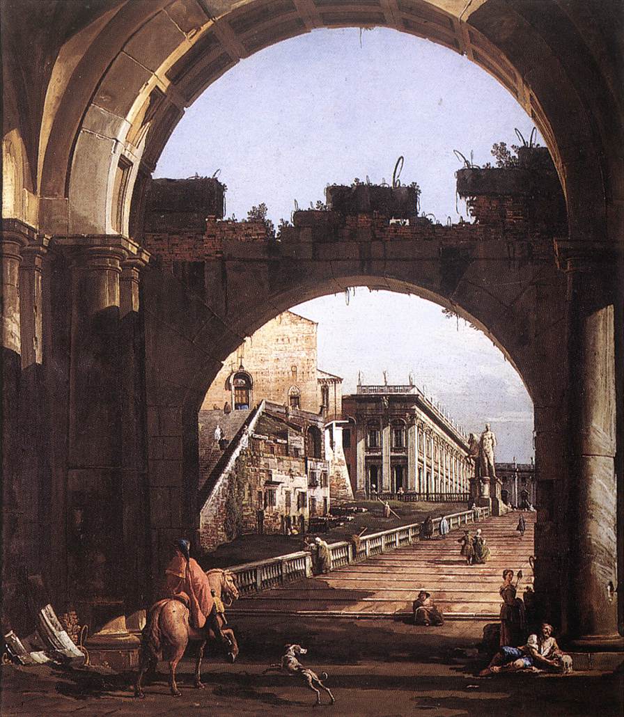 Capriccio of the Capitol, vintage artwork by Bernardo Bellotto, 12x8" (A4) Poster