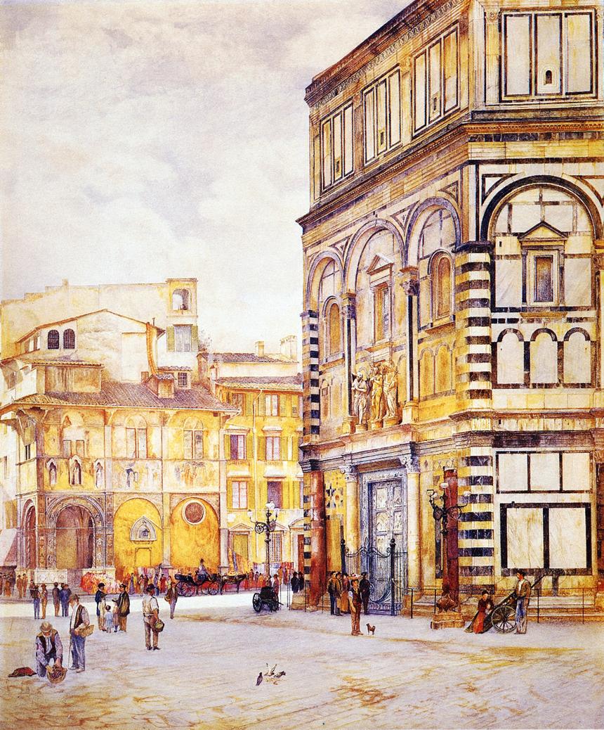 The Baptistery of San Giovanni, vintage artwork by Henry Roderick Newman, 12x8" (A4) Poster