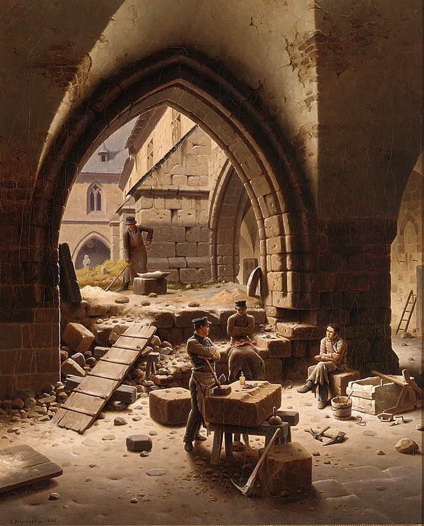 Сloister of the Liebfrauenkirche Halberstadt, vintage artwork by Carl Hasenpflug, A3 (16x12") Poster Print