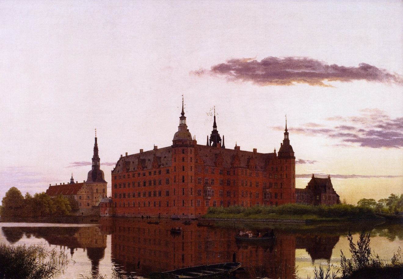 Fredericksborg Castle in the Evening Light, vintage artwork by Christen Købke, A3 (16x12") Poster Print