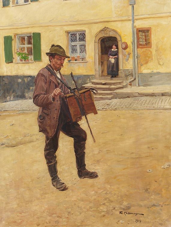 The Hurdy Gurdy Player by Friederich Kallmorgen,A3(16x12")Poster