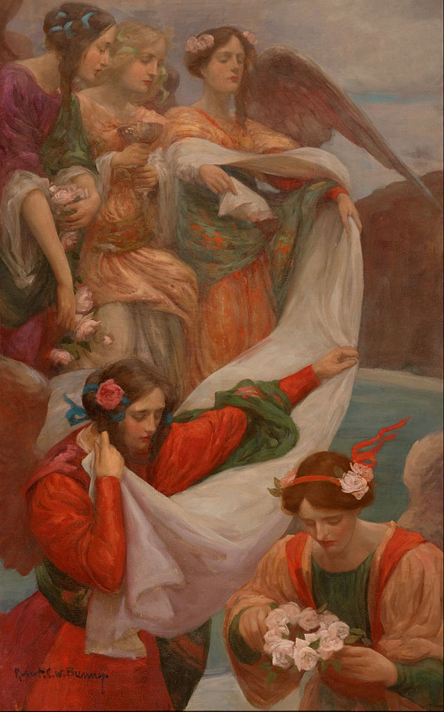 Angels Descending, vintage artwork by Rupert Bunny, 12x8" (A4) Poster