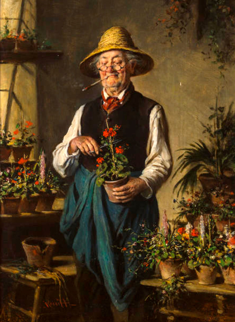 The Happy Gardener, vintage artwork by Hermann Kern, 12x8" (A4) Poster