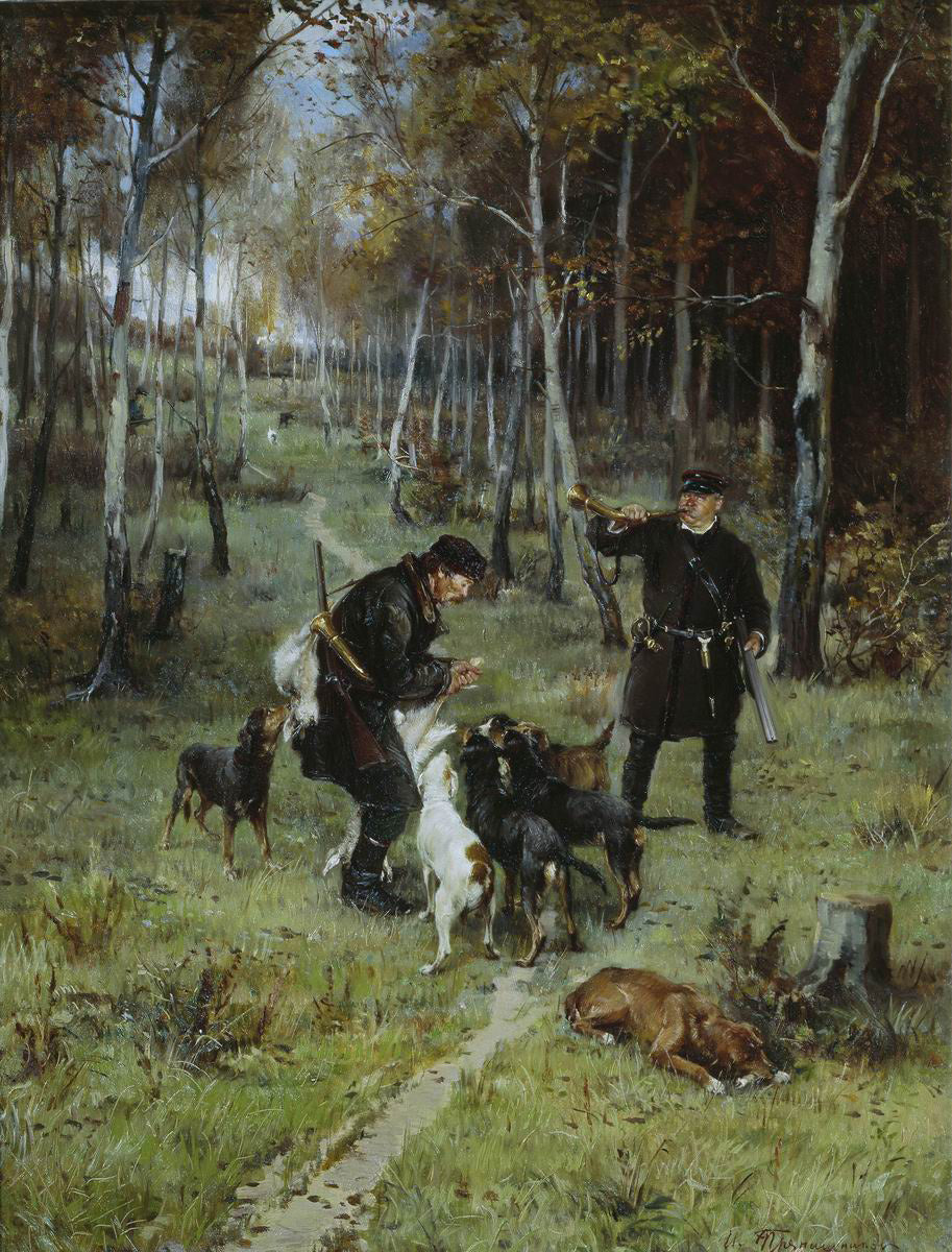 The End of Hunt, vintage artwork by Illarion Pryanishnikov, 12x8" (A4) Poster