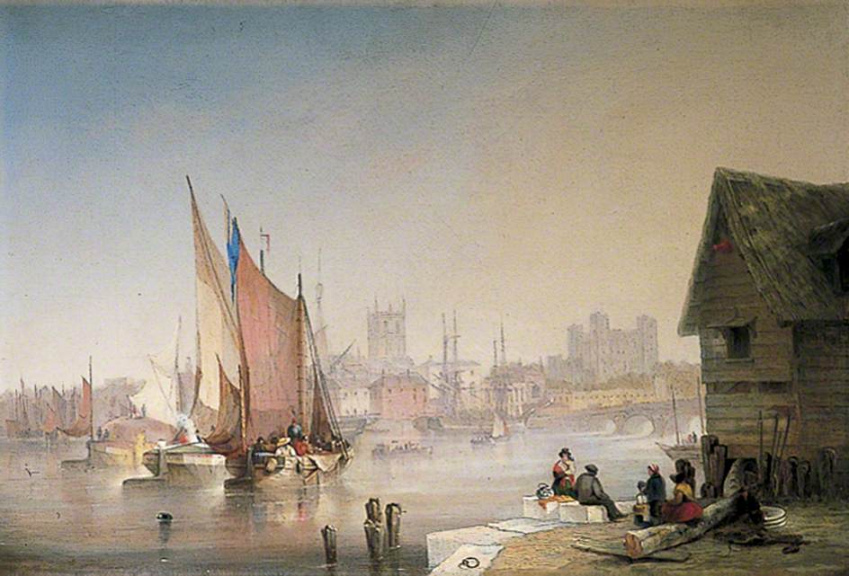 Rochester, Kent, a Misty Morning, vintage artwork by William Adolphus Knell, A3 (16x12") Poster Print