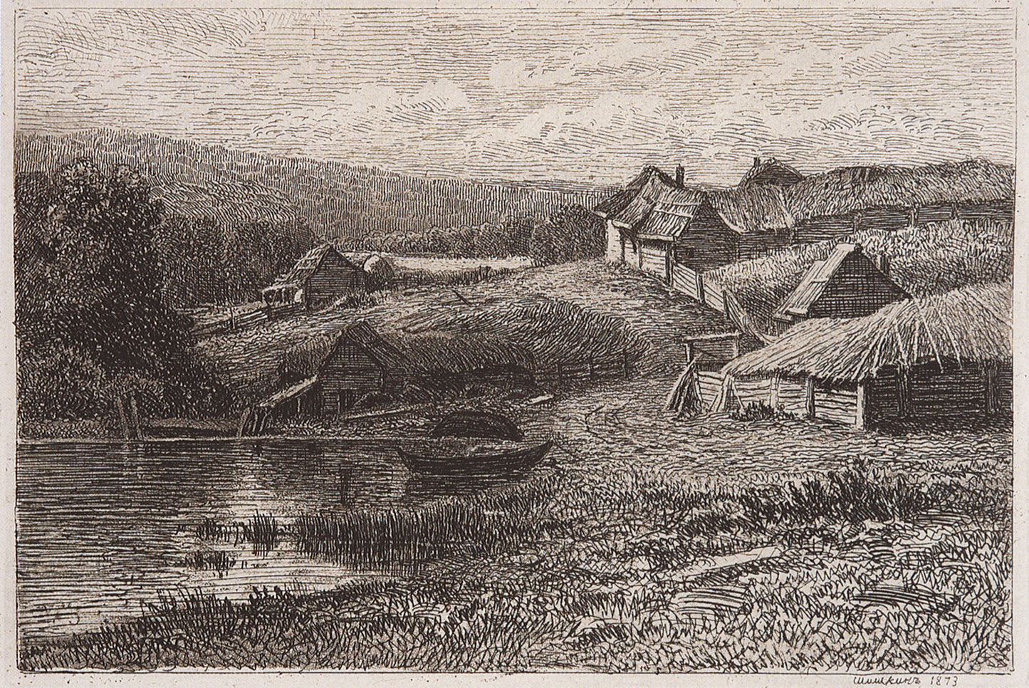 Backyards, vintage artwork by Ivan Ivanovich Shishkin, 12x8" (A4) Poster