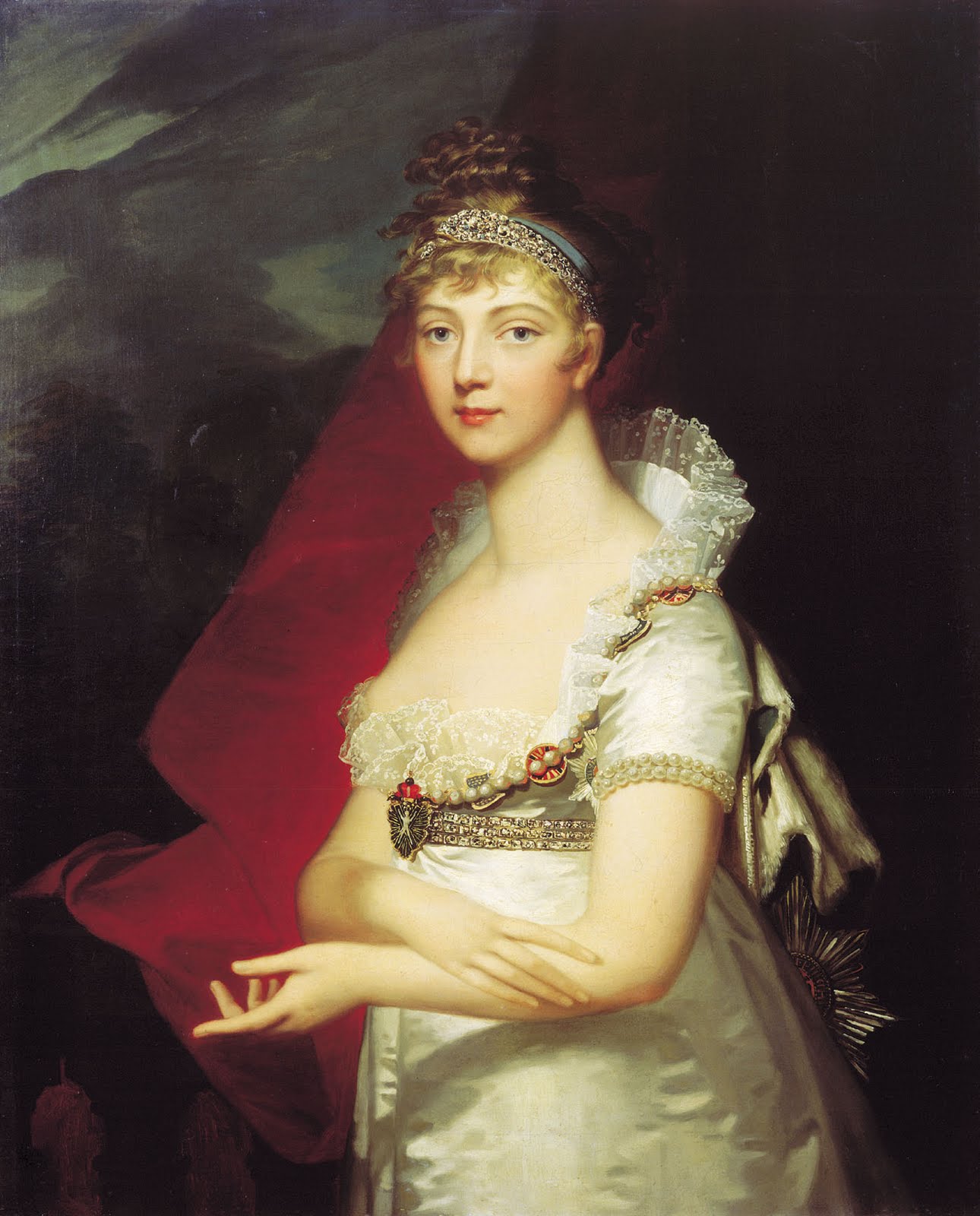 Empress Elisabeth, Wife of Alexander I of Russia, vintage artwork by Jean Laurent Mosnier, 12x8" (A4) Poster