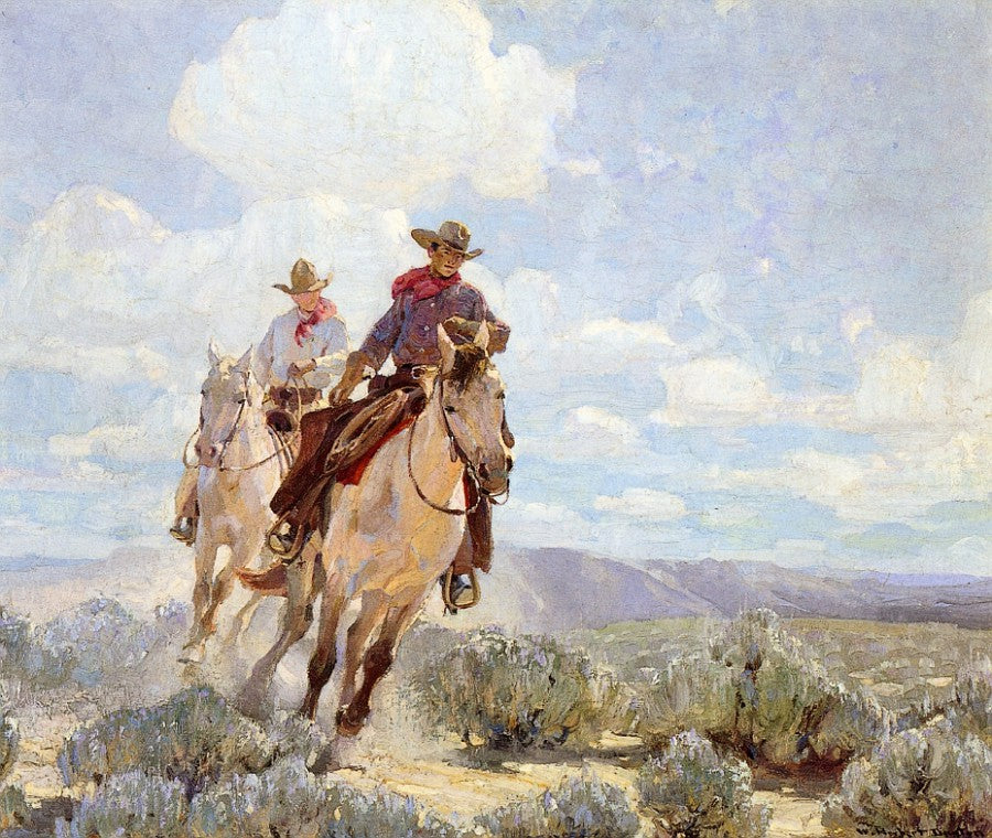 Riding the Range by William Herbert Dunton,16x12(A3) Poster