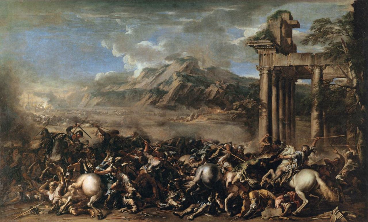 Heroic Battle, vintage artwork by Salvator Rosa, 12x8" (A4) Poster