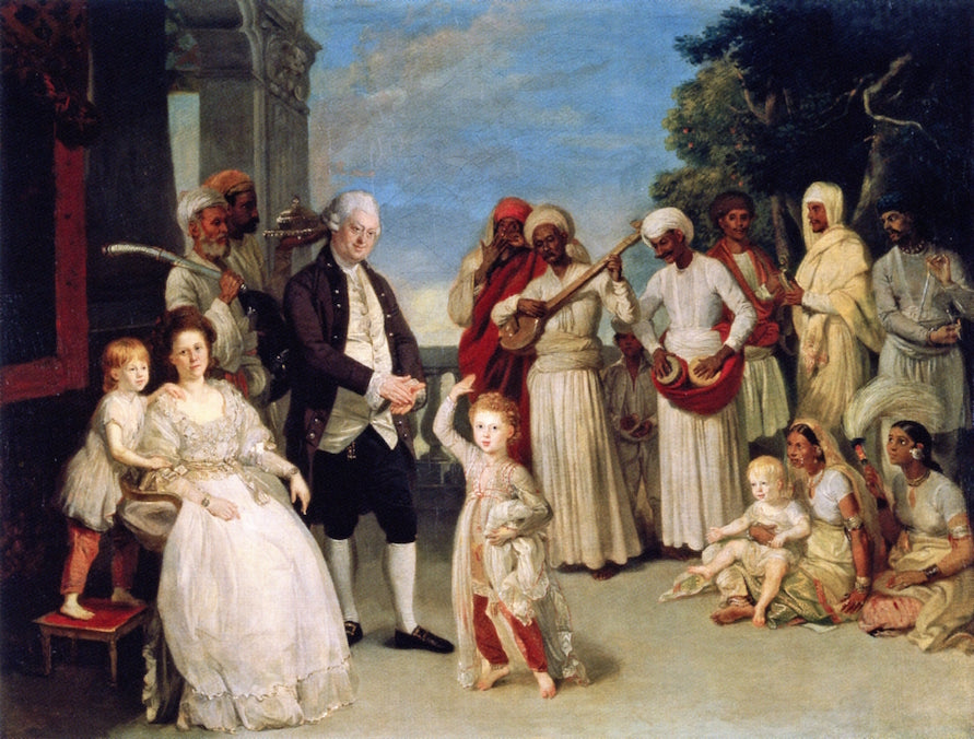 Group Portrait of Sir Elijah and Lady Impey, vintage artwork by Johann Zoffany, 12x8" (A4) Poster