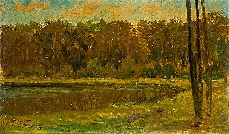 Fall, Grunewald Lake, vintage artwork by Paul Vorgang, 12x8" (A4) Poster