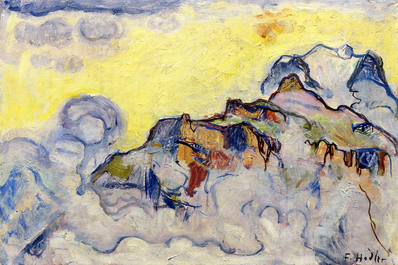 The Jungfraumassiv from Murren, vintage artwork by Ferdinand Hodler, 12x8" (A4) Poster