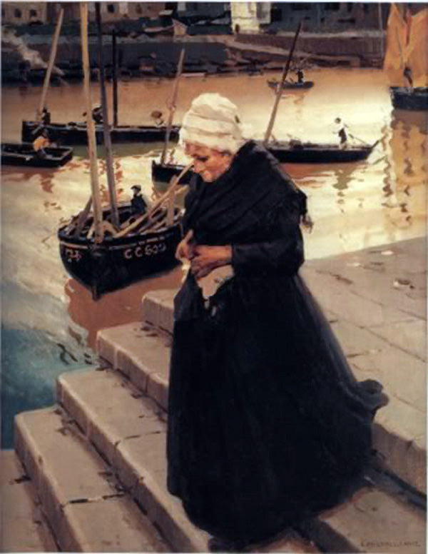 Mujer mayor, vintage artwork by Enrique Martinez Cubells, 12x8" (A4) Poster