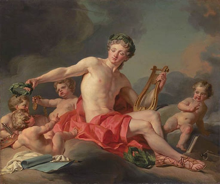 Apollo Crowning ARTS, vintage artwork by Attributed to Nicolas-Guy Brenet, 12x8" (A4) Poster