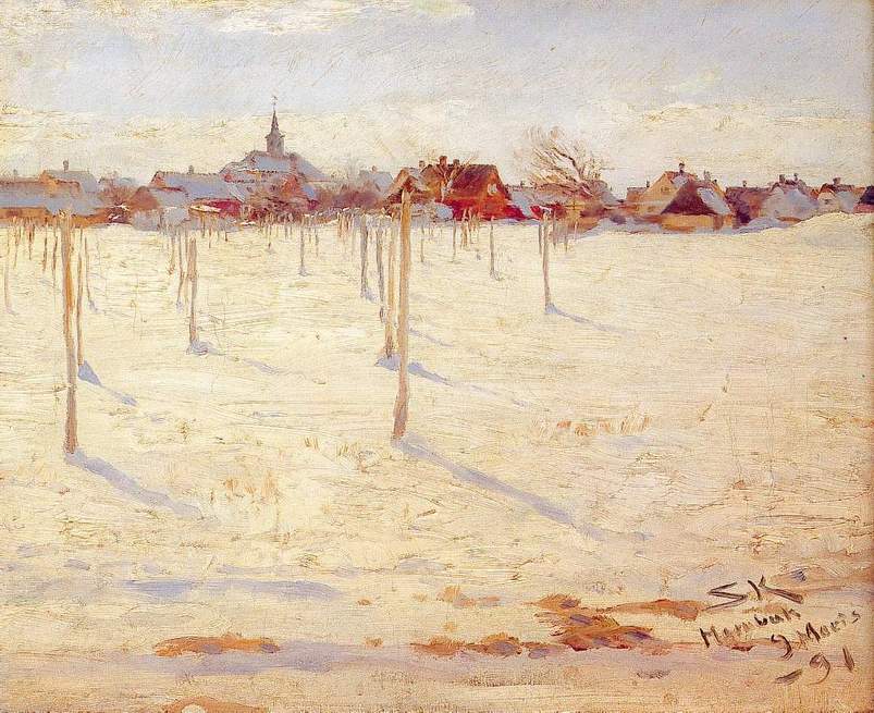 Hornbaek in Winter, vintage artwork by Peder Severin Kroyer, 12x8" (A4) Poster