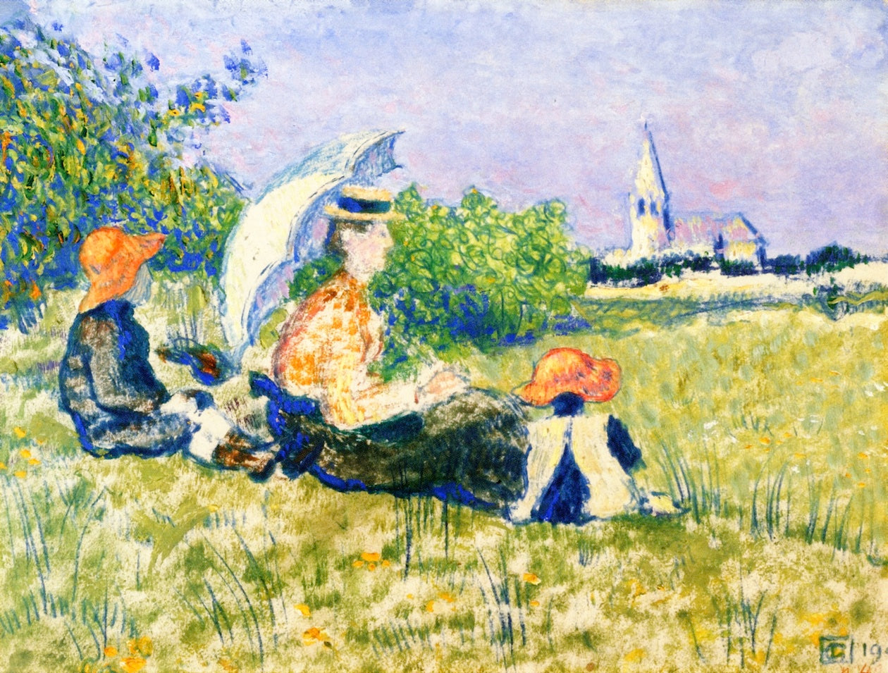 Lemen and Her Children, Pierre and Jacques by Georges Lemmen,A3(16x12")Poster