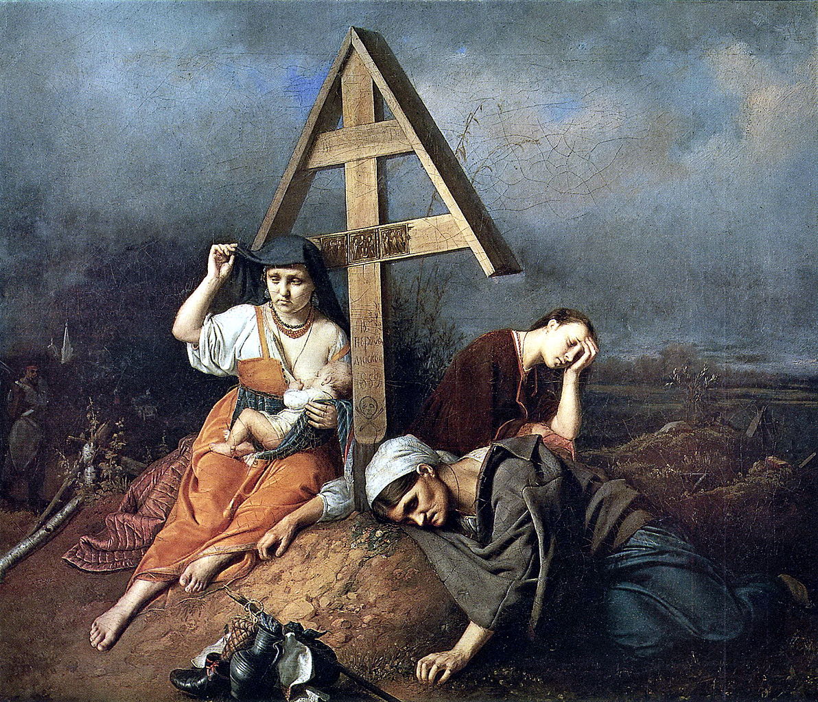 At the Cemetery, vintage artwork by Vasily Grigoryevich Perov, 12x8" (A4) Poster