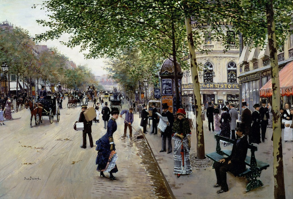 Boulevard des Capucines, vintage artwork by Jean-Georges Beraud, 12x8" (A4) Poster