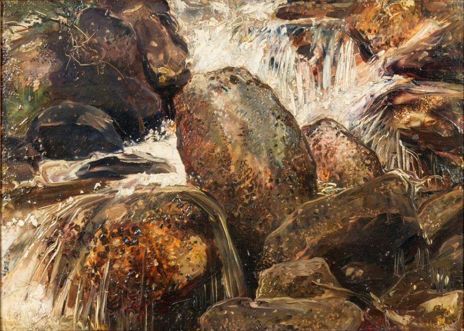 Waterfall Study, Eggedal, vintage artwork by Ernst Josephson, 12x8" (A4) Poster